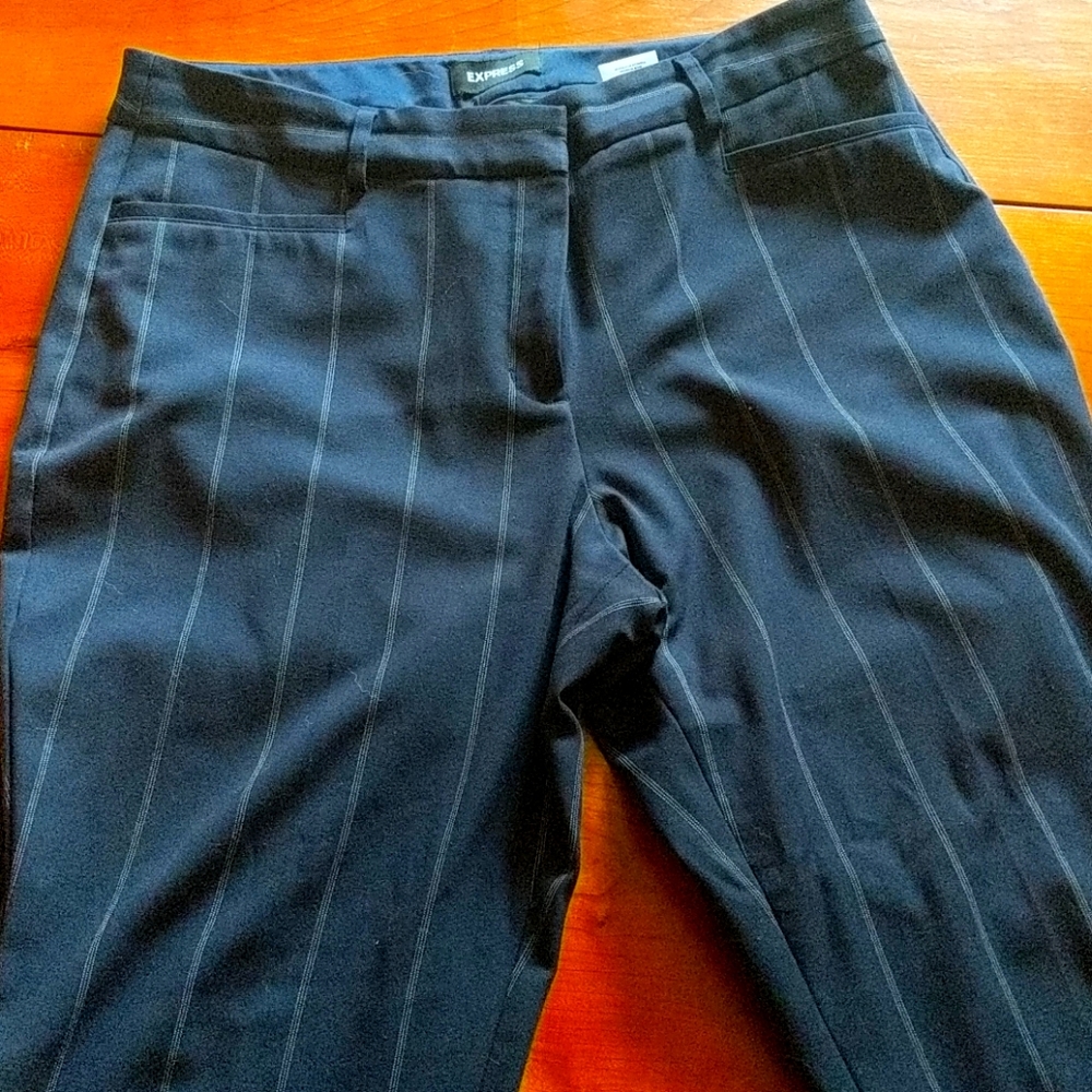 Express Columnist Barely Boot Navy Pinstripe